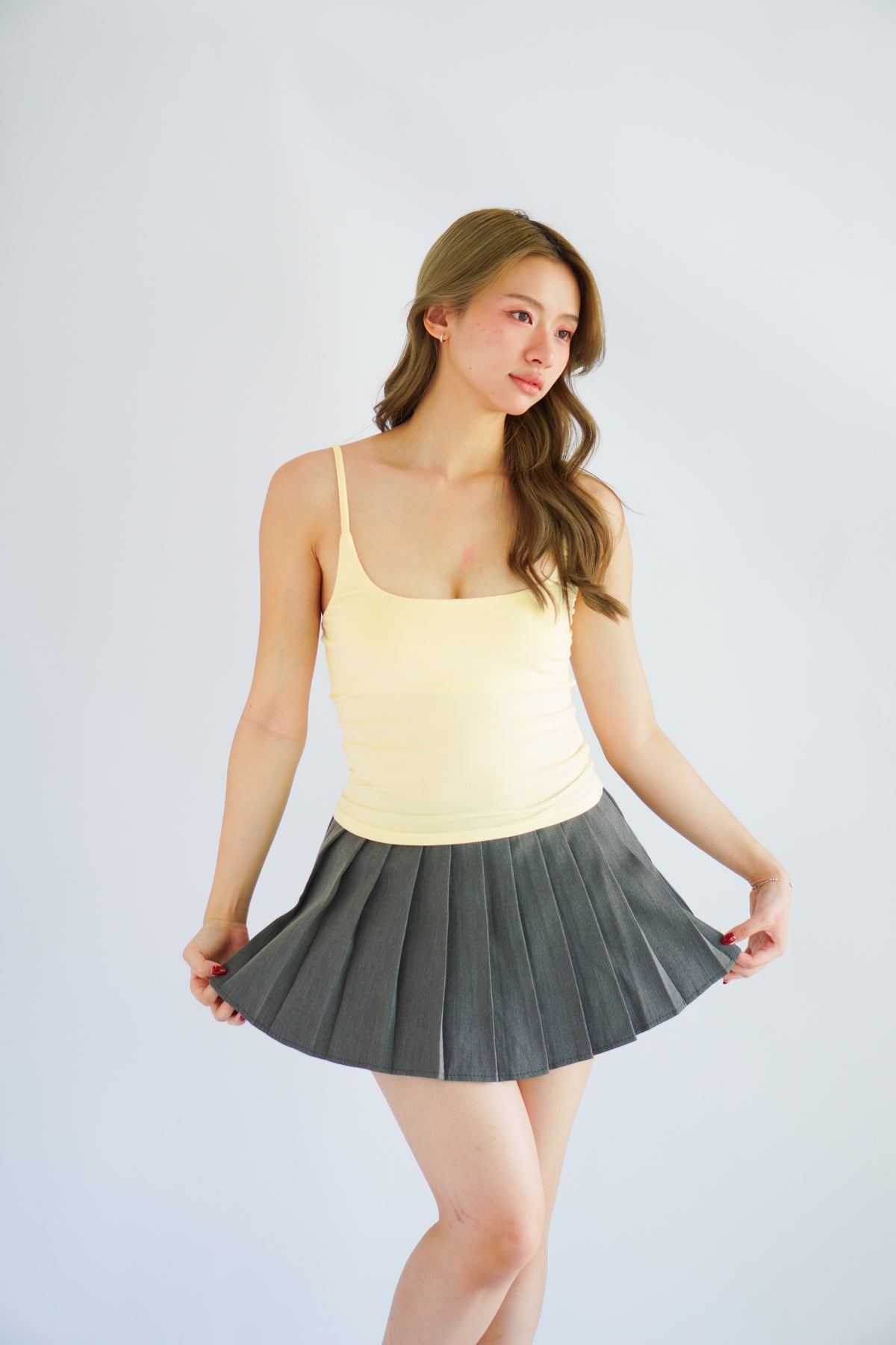 Maddy Pleated Mini Skirt in Grey