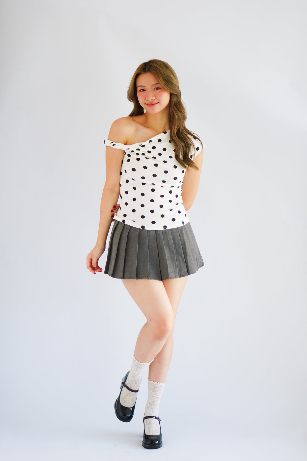 Maddy Pleated Mini Skirt in Grey