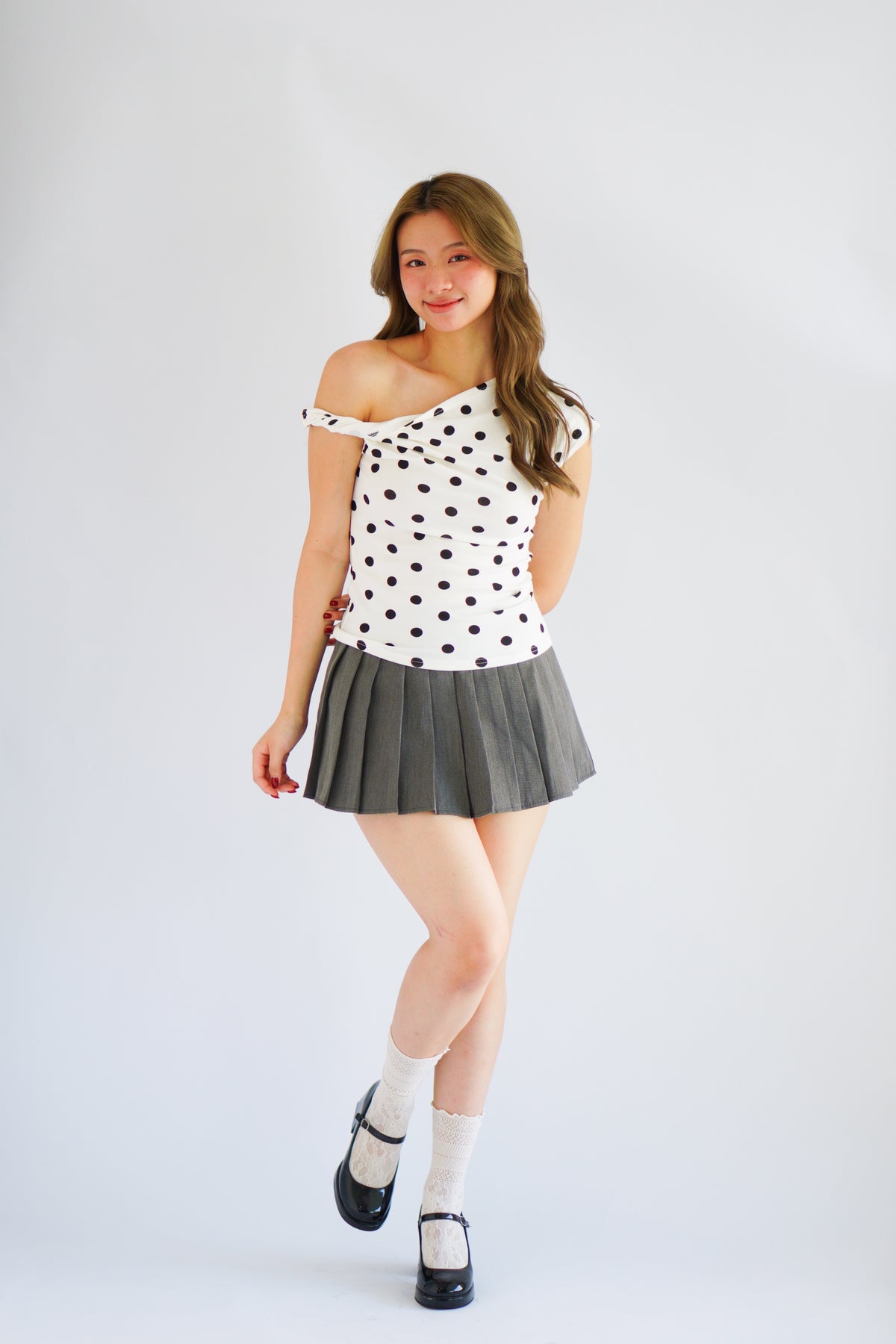 Maddy Pleated Mini Skirt in Grey