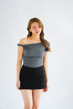 Myoka Ruched Toga Top in Dark Grey