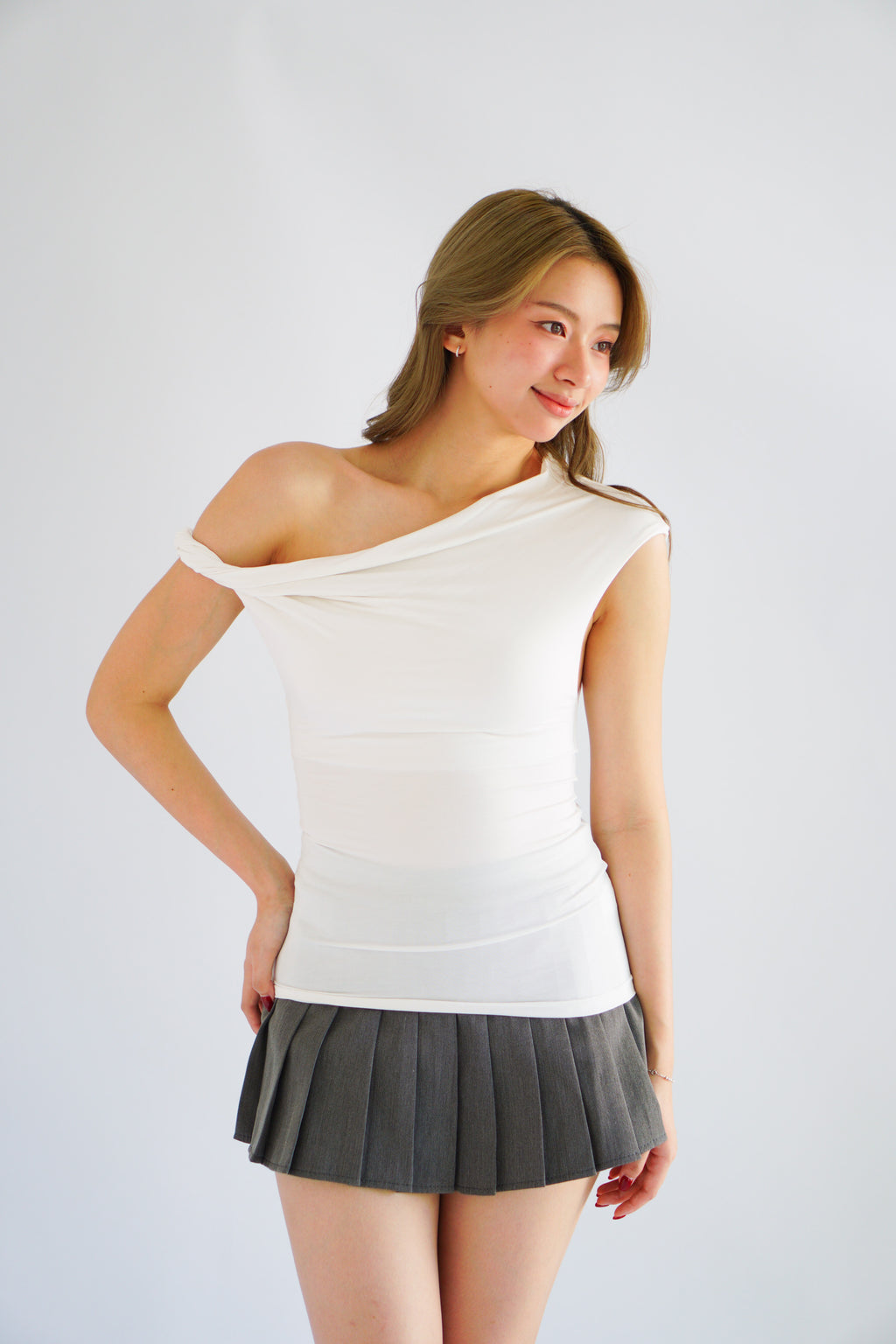 Myoka Ruched Toga Top in White
