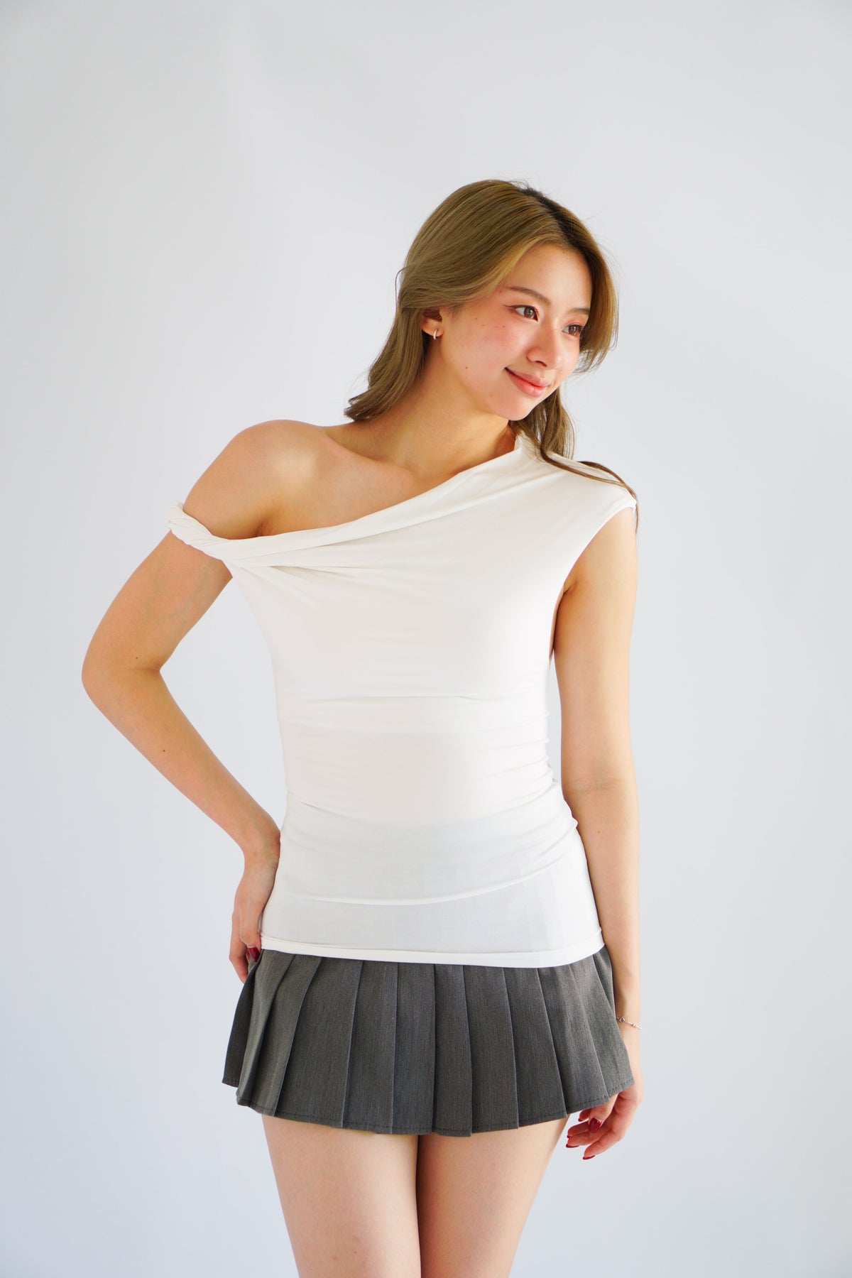 Myoka Ruched Toga Top in White