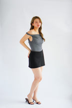 Myoka Ruched Toga Top in Dark Grey