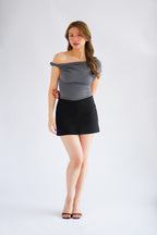 Myoka Ruched Toga Top in Dark Grey