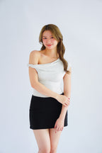 Myoka Ruched Toga Top in Light Grey