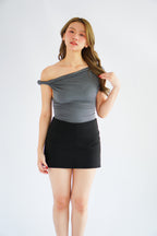 Myoka Ruched Toga Top in Dark Grey