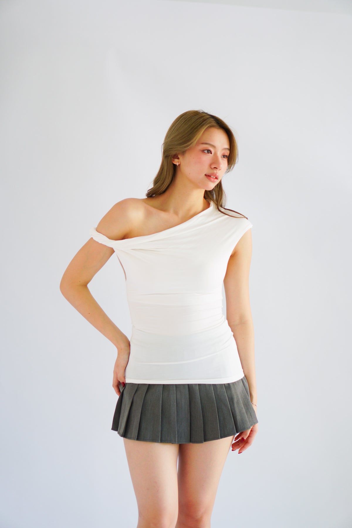 Myoka Ruched Toga Top in White