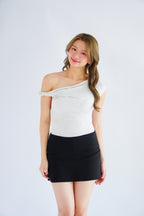 Myoka Ruched Toga Top in Light Grey