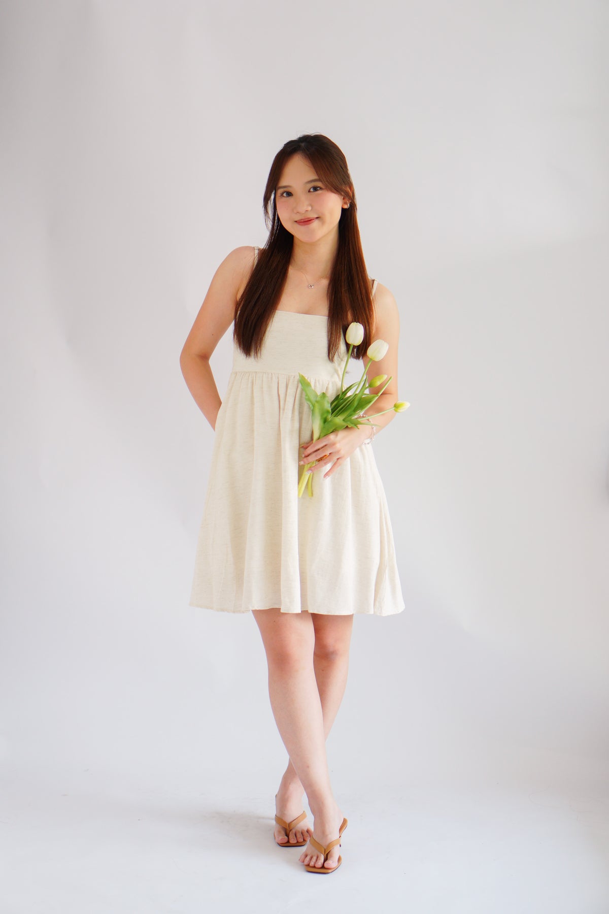 Delilah Linen Mini Babydoll Dress by Bash