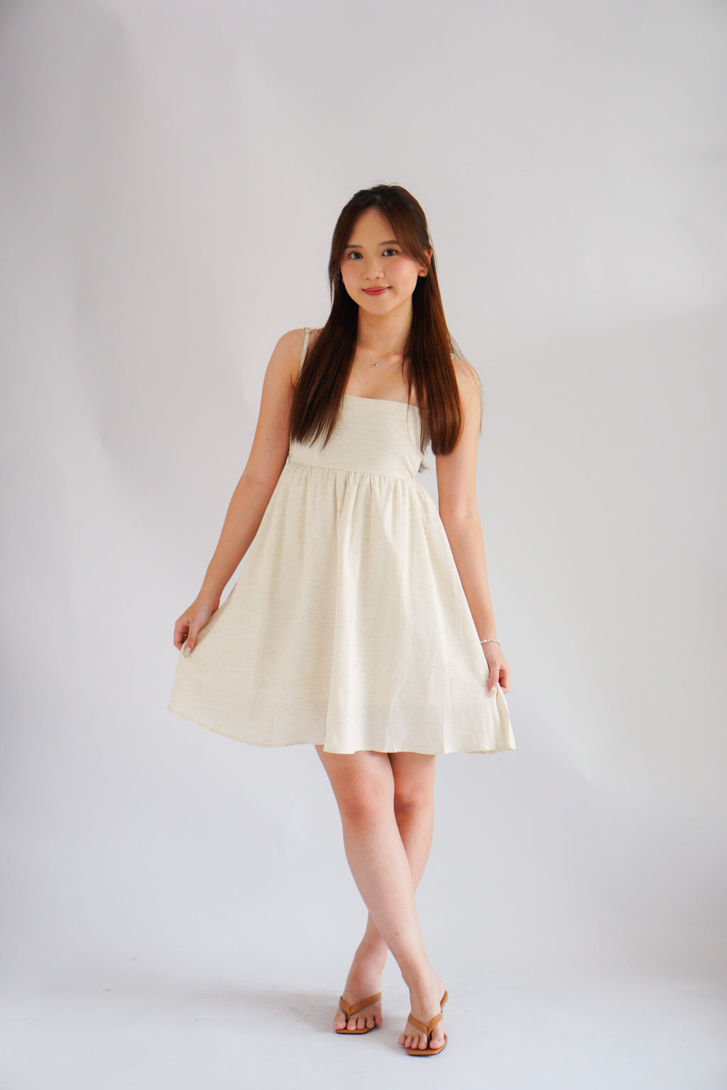 Delilah Linen Mini Babydoll Dress by Bash