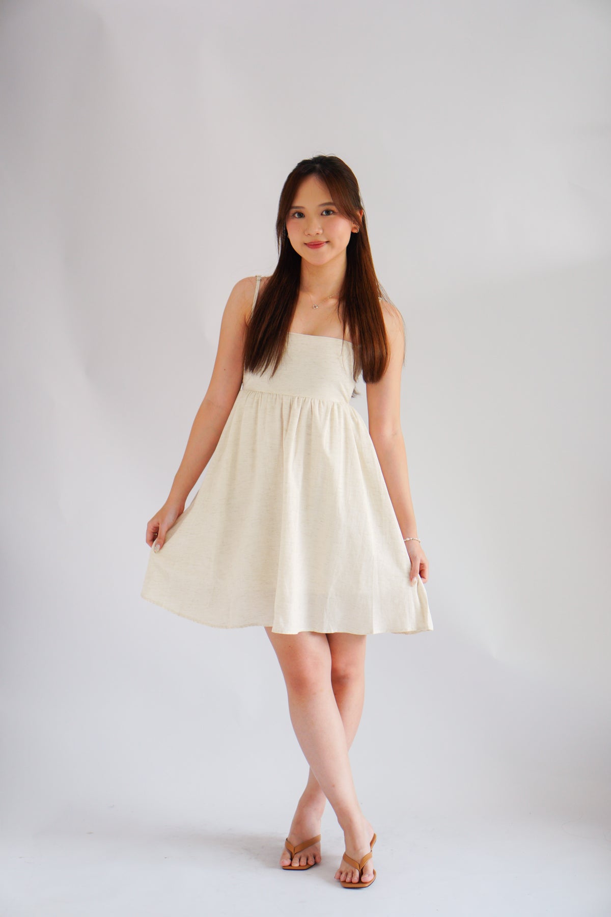 Delilah Linen Mini Babydoll Dress by Bash