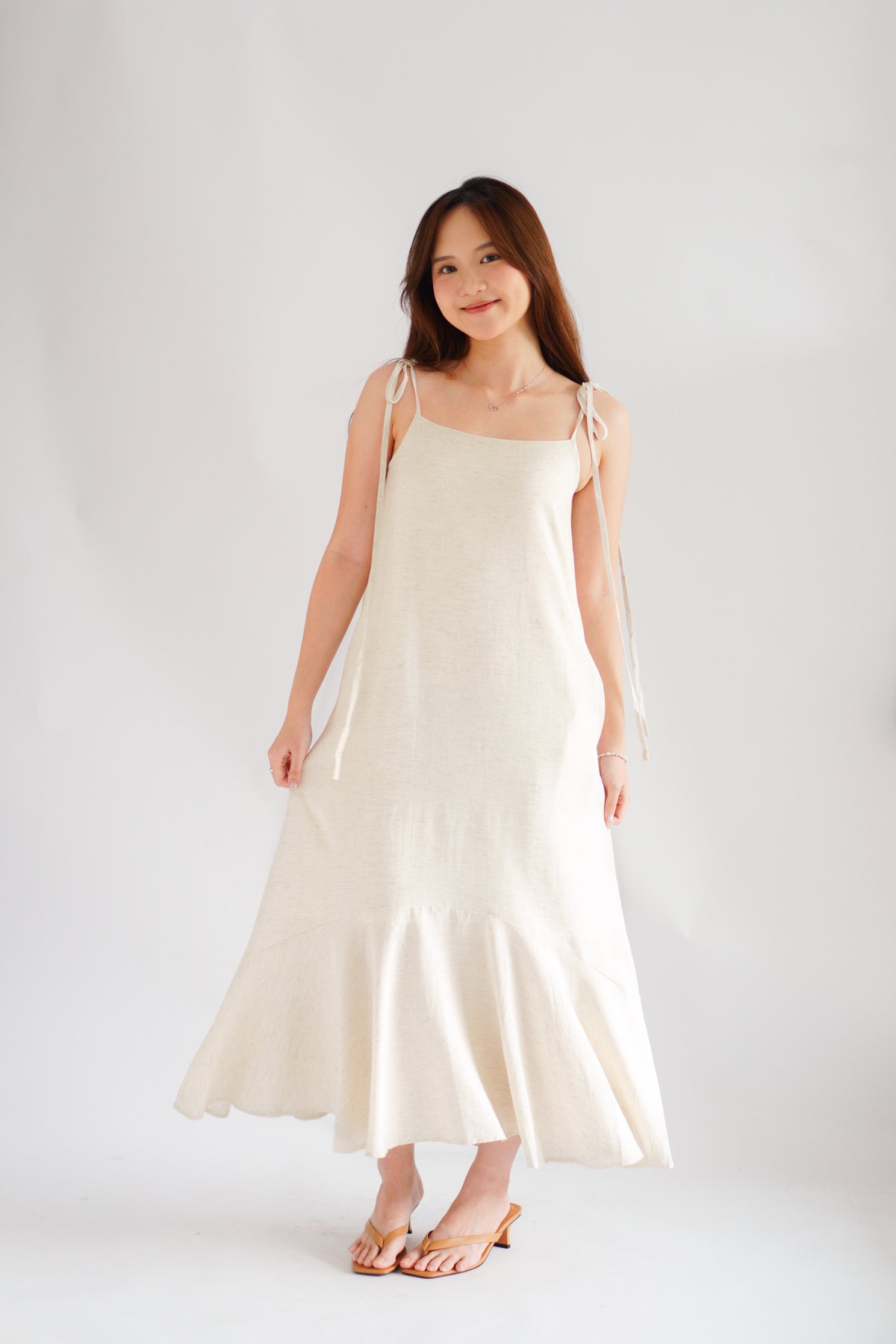 Celia Linen Self-Tied Maxi Dress by Bash