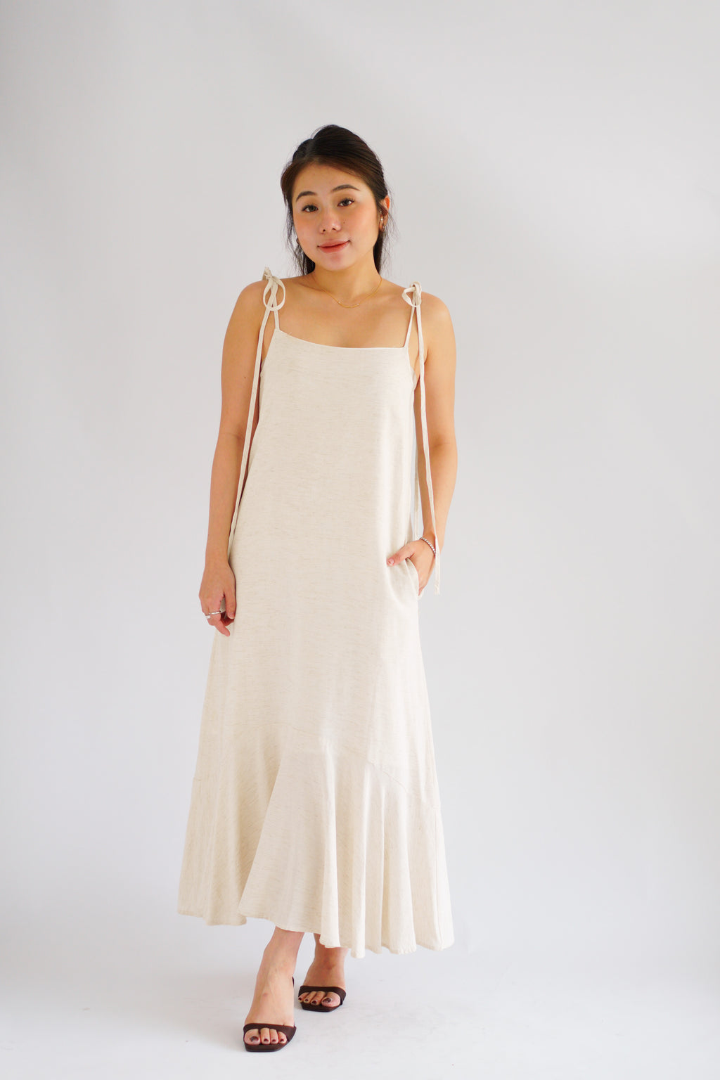 Celia Linen Self-Tied Maxi Dress by Bash