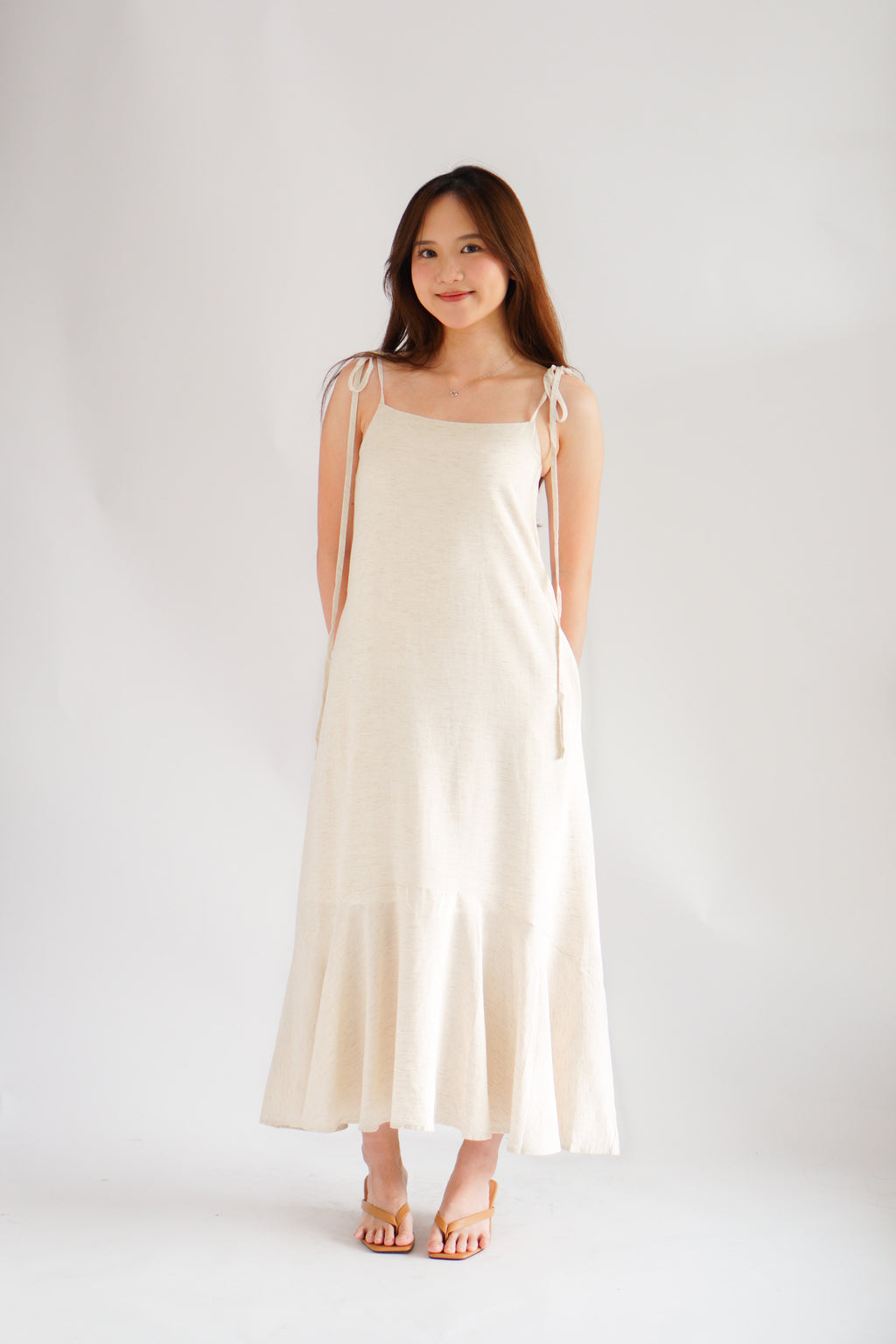 Celia Linen Self-Tied Maxi Dress by Bash