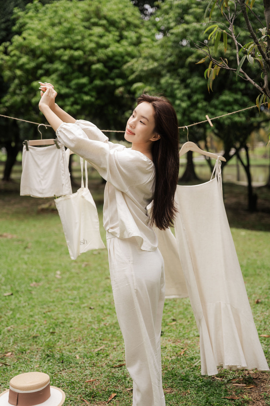 SET - Senja Linen Long Sleeve Top & Clara Wide Legged Pants by Bash