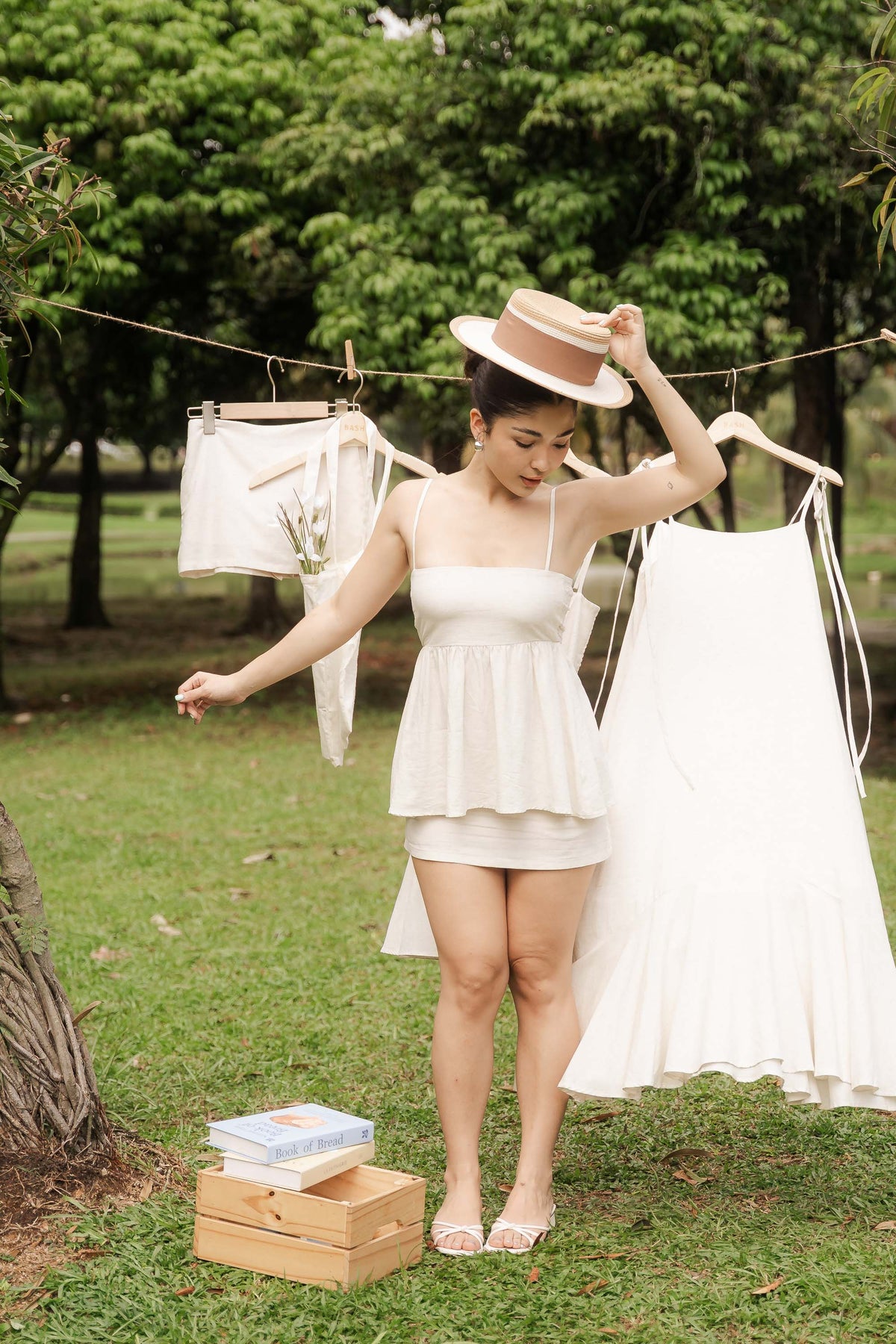 SET - Clara Linen Babydoll Top & Faye Linen Mini Skirt by Bash