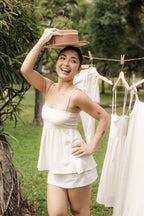 SET - Clara Linen Babydoll Top & Faye Linen Mini Skirt by Bash