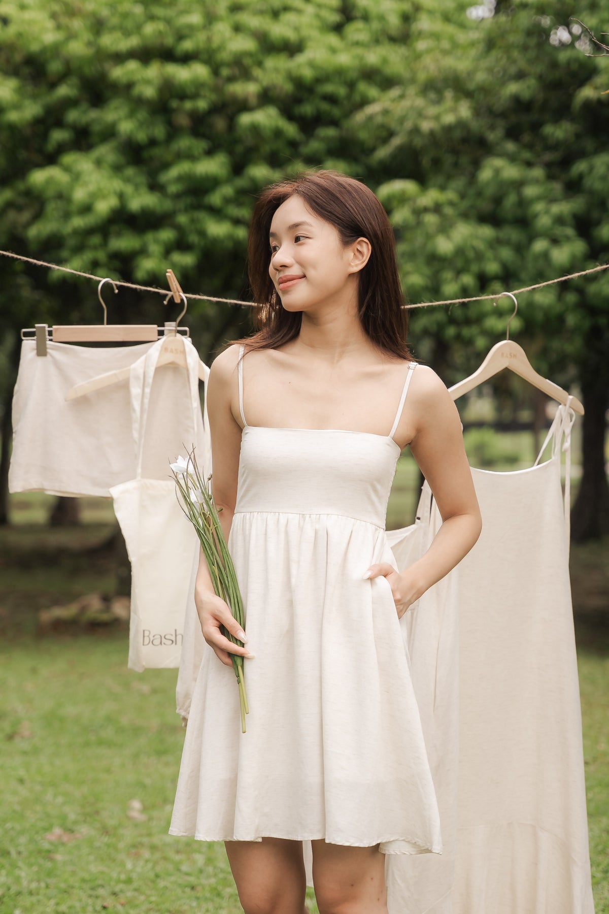 Delilah Linen Mini Babydoll Dress by Bash