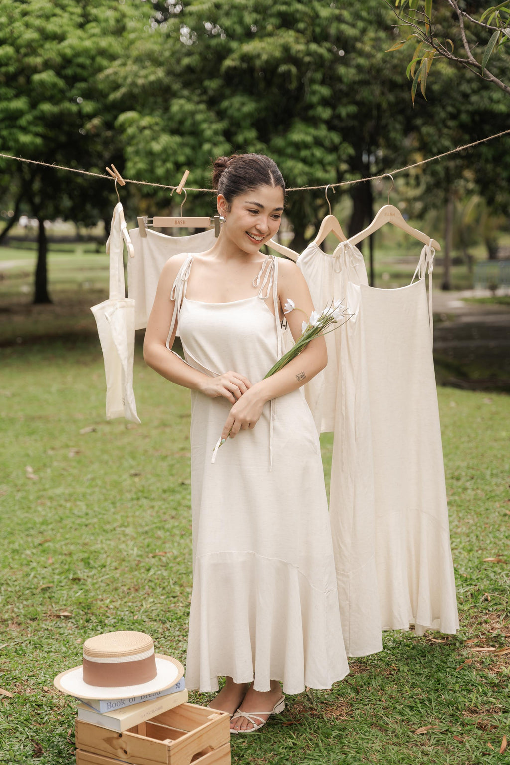 Celia Linen Self-Tied Maxi Dress by Bash