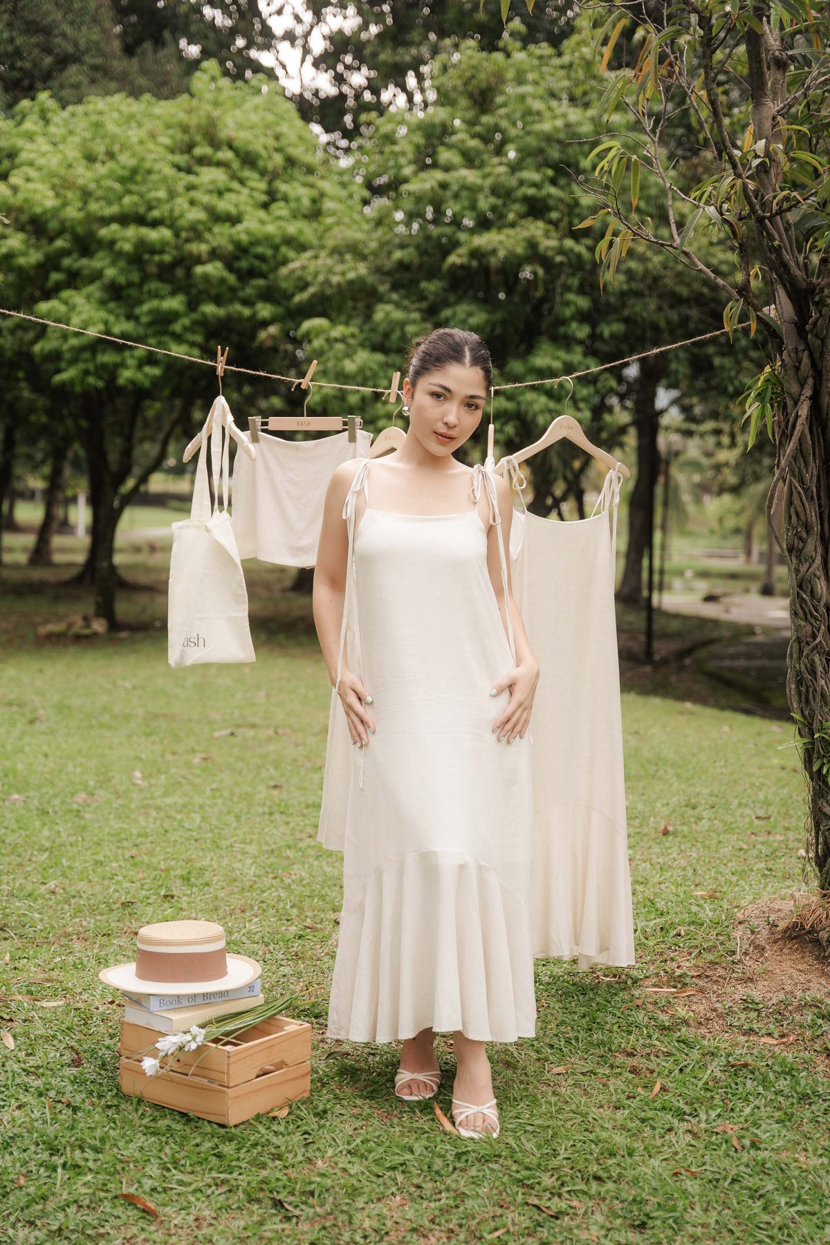 Celia Linen Self-Tied Maxi Dress by Bash
