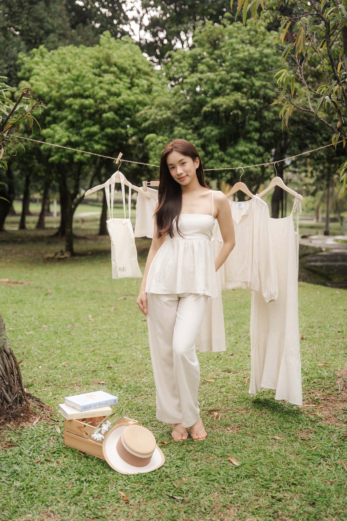 SET - Clara Linen Babydoll Top & Clara Wide Legged Pants by Bash
