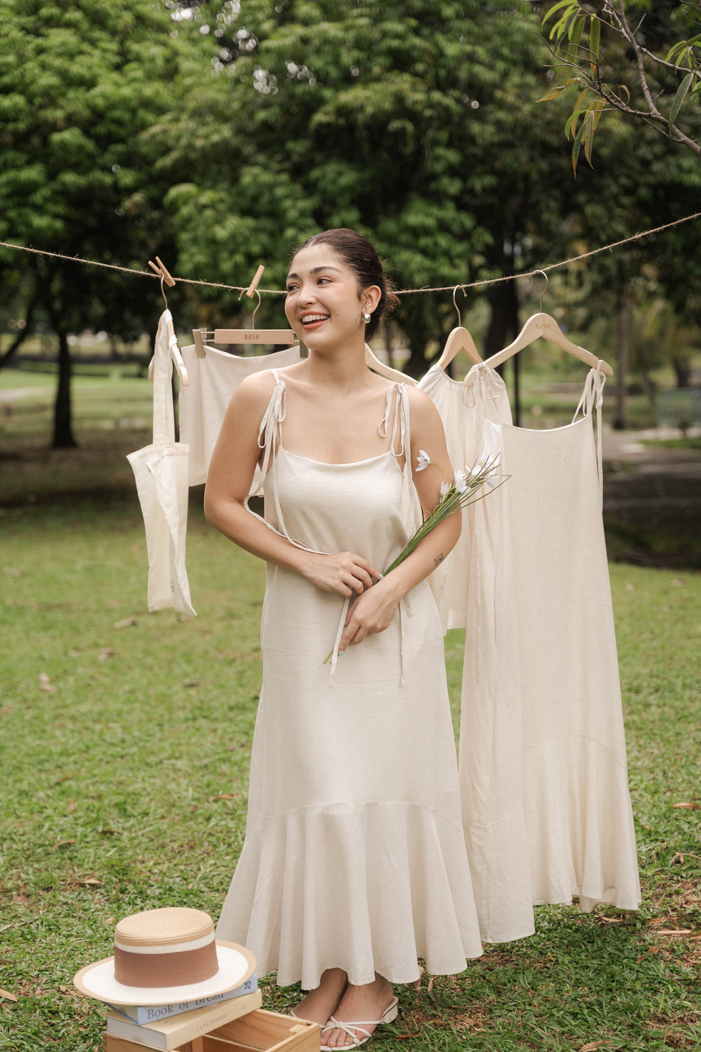 Celia Linen Self-Tied Maxi Dress by Bash