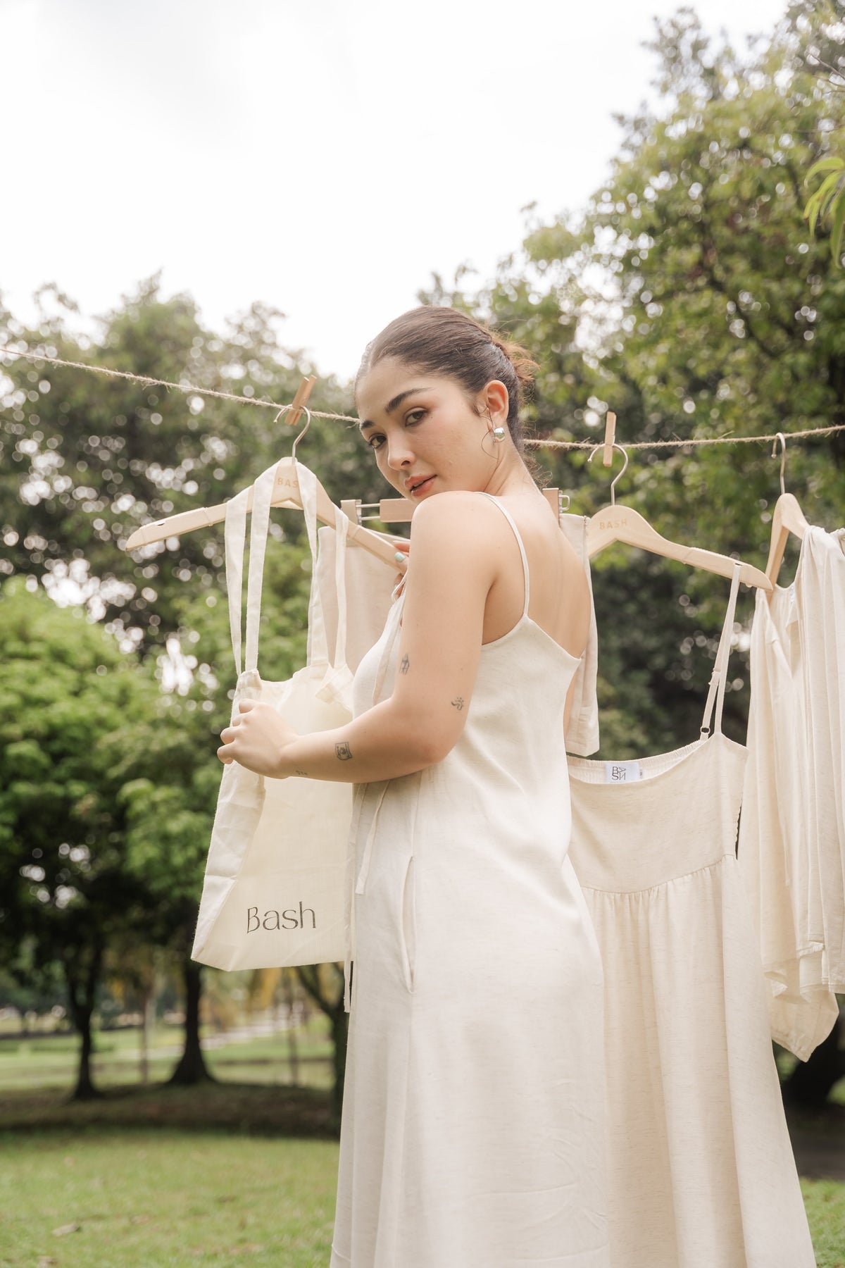 Celia Linen Self-Tied Maxi Dress by Bash