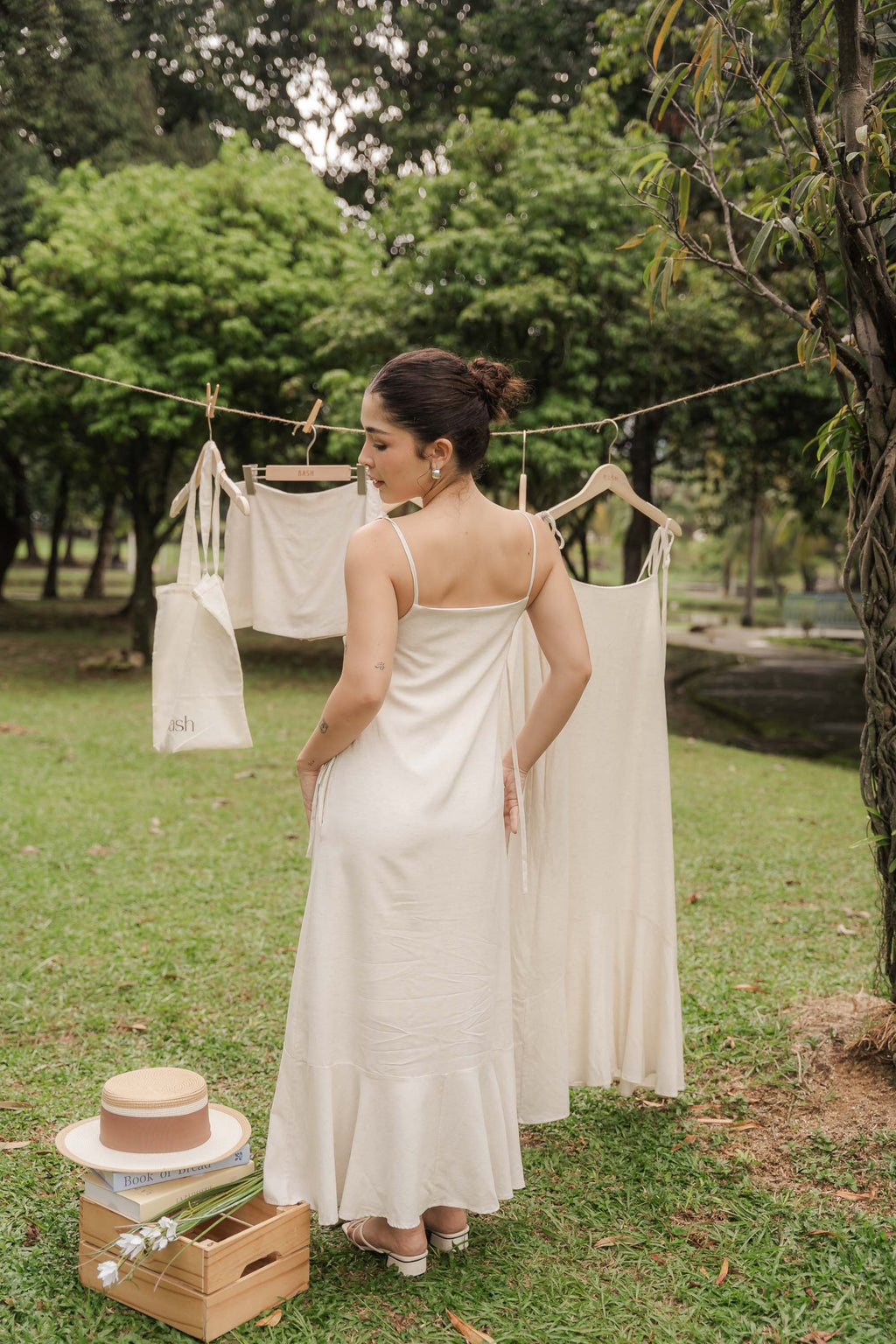 Celia Linen Self-Tied Maxi Dress by Bash