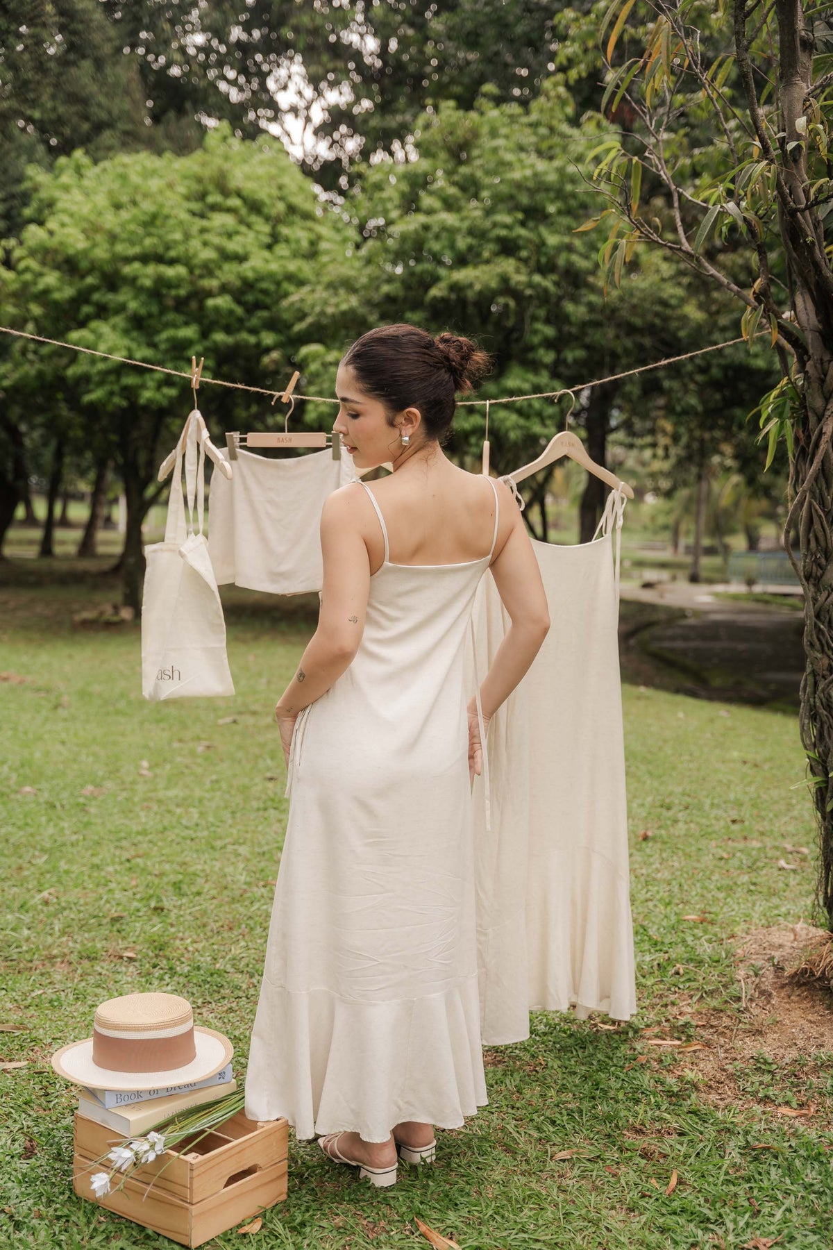 Celia Linen Self-Tied Maxi Dress by Bash