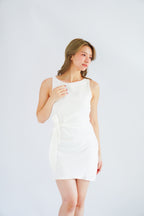 Caia Tie Waist Mini Dress in White