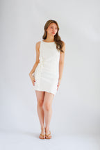 Caia Tie Waist Mini Dress in White