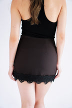 Ivara Mini Skirt with Lace in Dark Brown