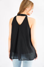 Nyra Ruffle Choker Dress Top in Black