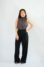 Valencia High Neck Polkadot Top in Brown