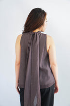 Valencia High Neck Polkadot Top in Brown