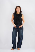 Abella Eyelet Lace Tie Top in Black