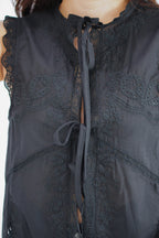 Abella Eyelet Lace Tie Top in Black