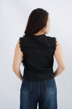 Abella Eyelet Lace Tie Top in Black