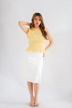 Carcy Gingham Smocked Top in Yellow