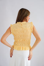 Carcy Gingham Smocked Top in Yellow