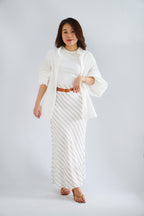 Cassia Lantern Sleeves Button Down Top in White