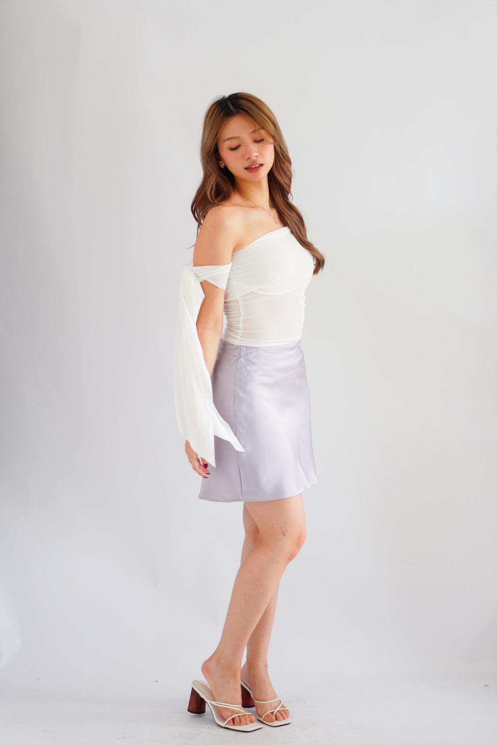 Kitri Mini Satin Skirt in Purple