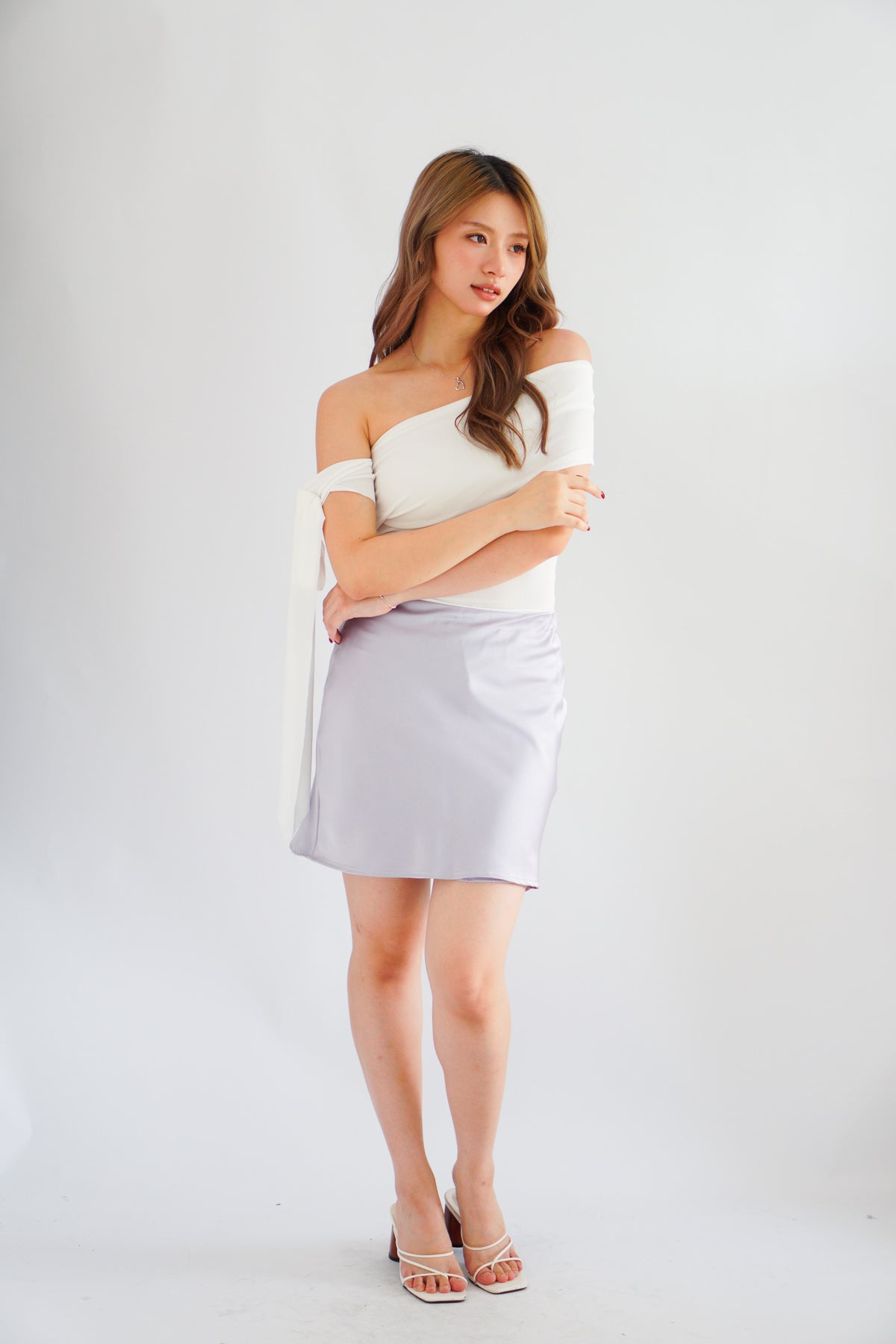 Kitri Mini Satin Skirt in Purple
