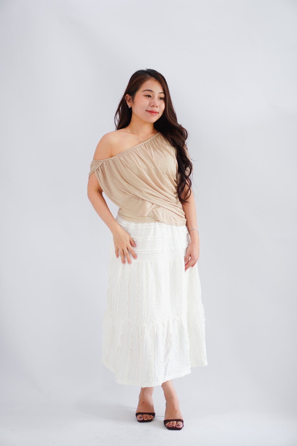 Kisora 2 Way Drape Top in Nude