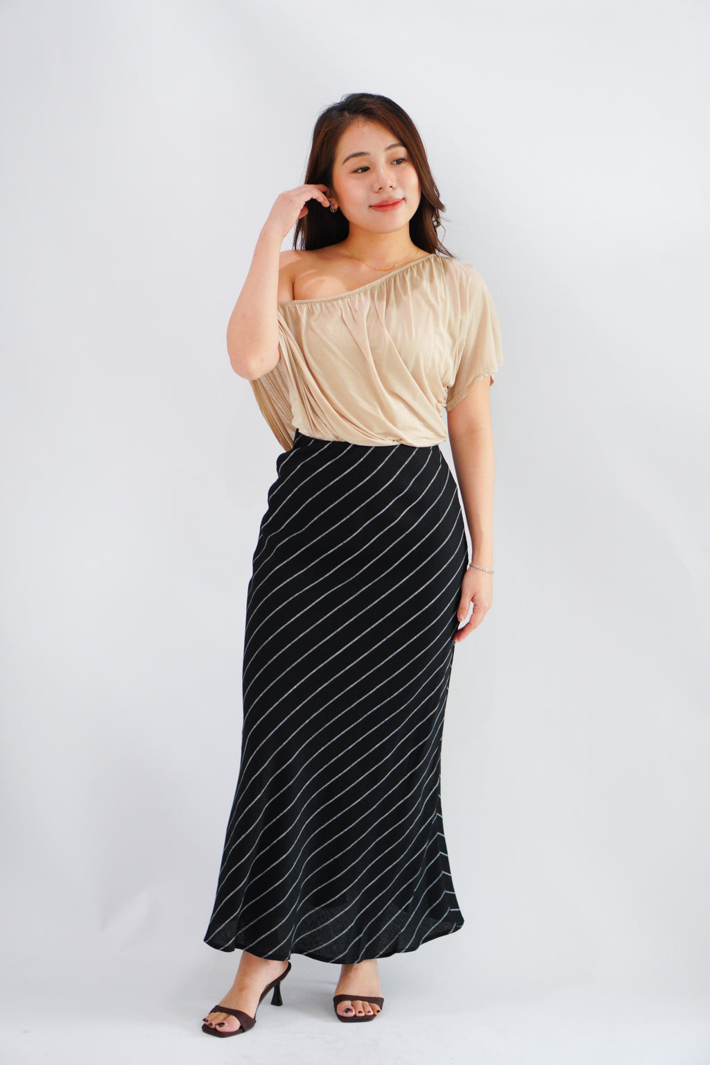 Kisora 2 Way Drape Top in Nude