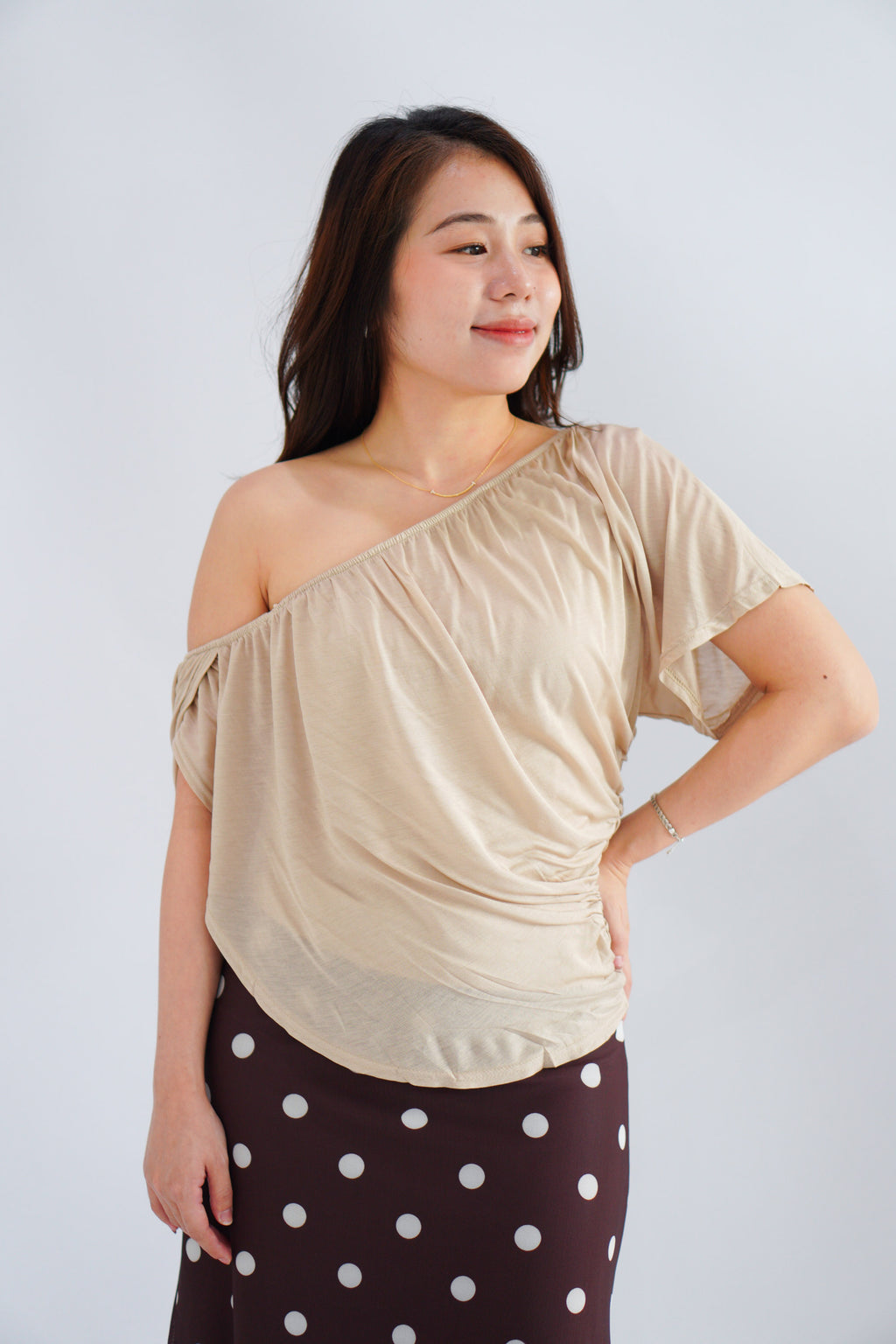 Kisora 2 Way Drape Top in Nude