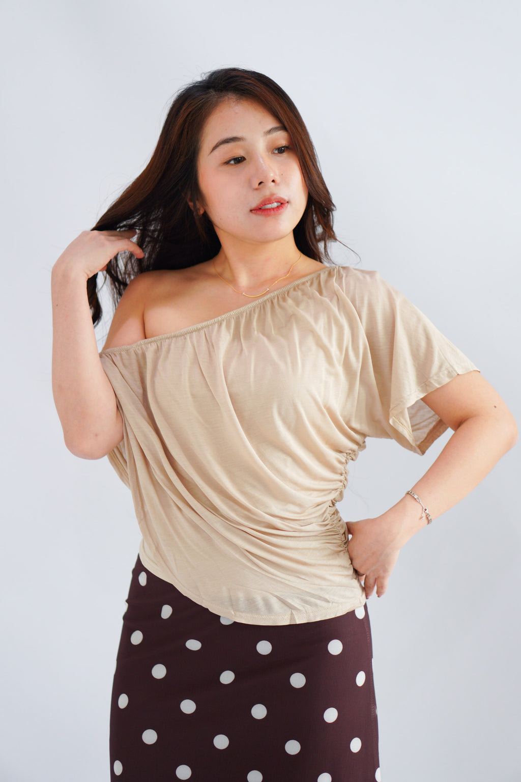 Kisora 2 Way Drape Top in Nude