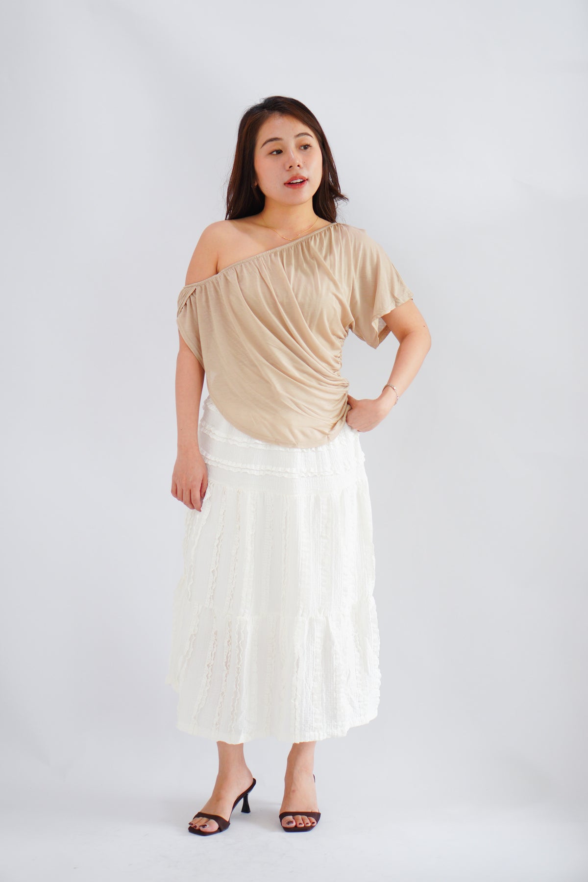Kisora 2 Way Drape Top in Nude