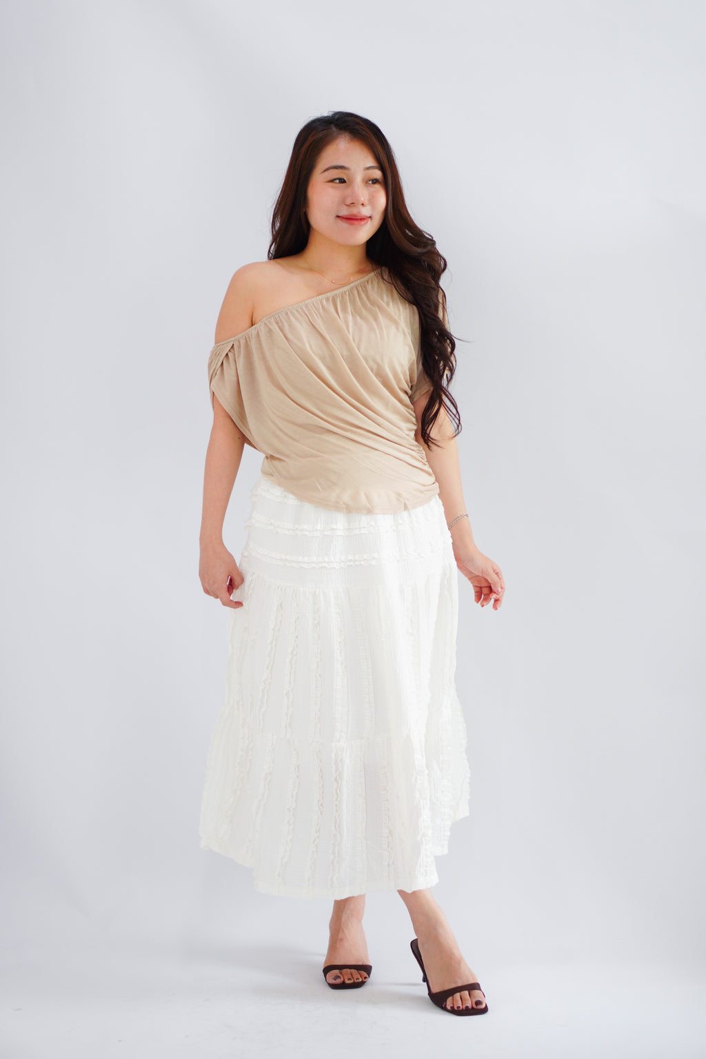 Kisora 2 Way Drape Top in Nude