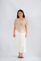 Magnolia Textured Layered Skirt in Cream